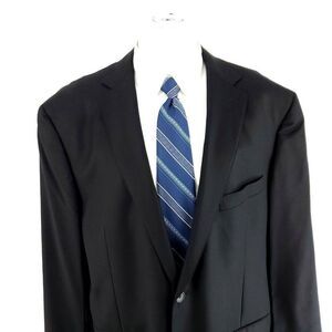 Paul Betenly Lanificio Filarte Thomas Wool‎ 2 Button Blazer 44R Black